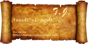 Teszári Jenő névjegykártya